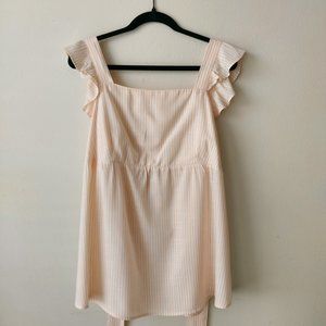 Isabel Maternity Peach Striped Sleeveless Tie Back Blouse sz L